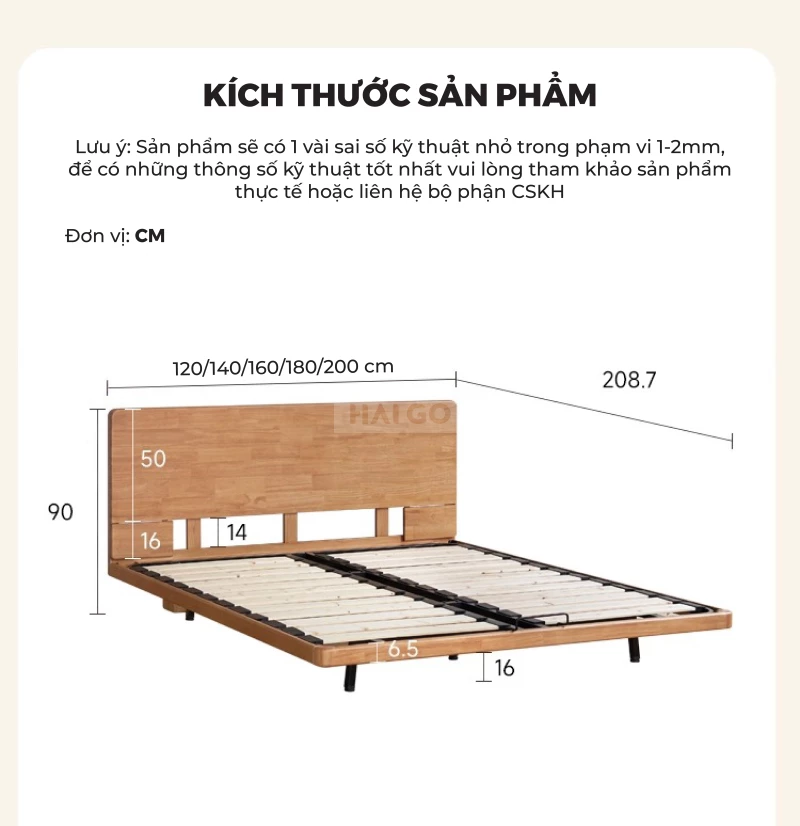 Giường Ngủ Gỗ Tự Nhiên Tối Giản GN381