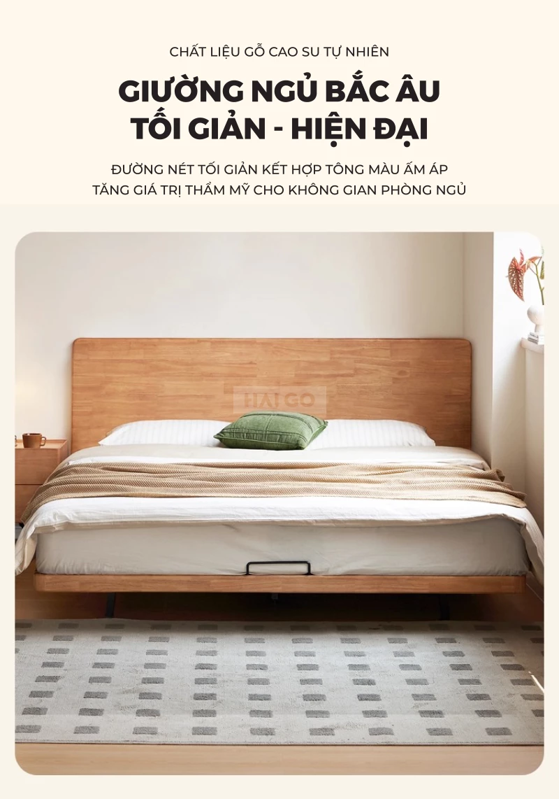 Giường Ngủ Gỗ Tự Nhiên Tối Giản GN381