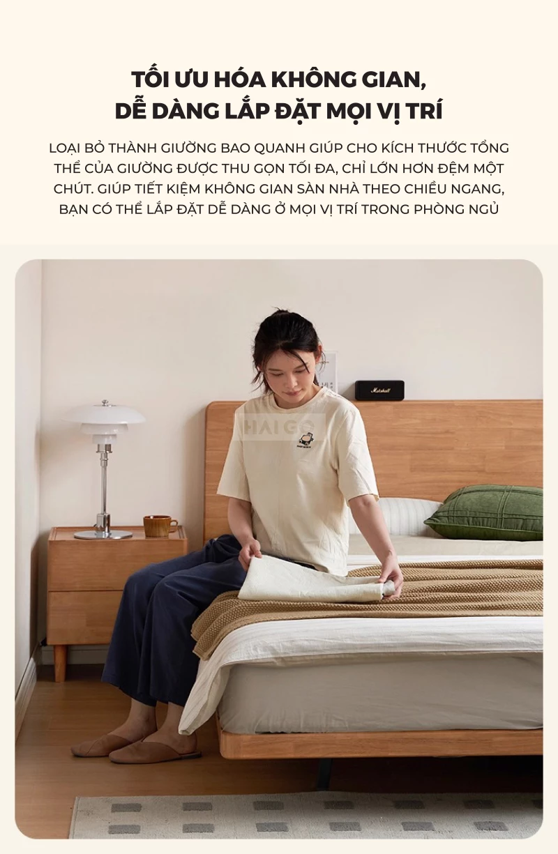 Giường Ngủ Gỗ Tự Nhiên Tối Giản GN381