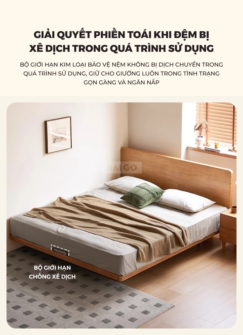 Giường Ngủ Gỗ Tự Nhiên Tối Giản GN381