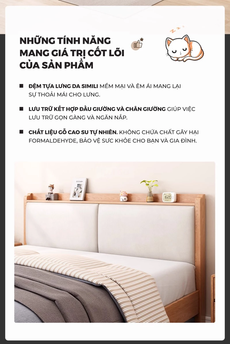 Giường Ngủ Hiện Đại Gỗ Tự Nhiên GN380