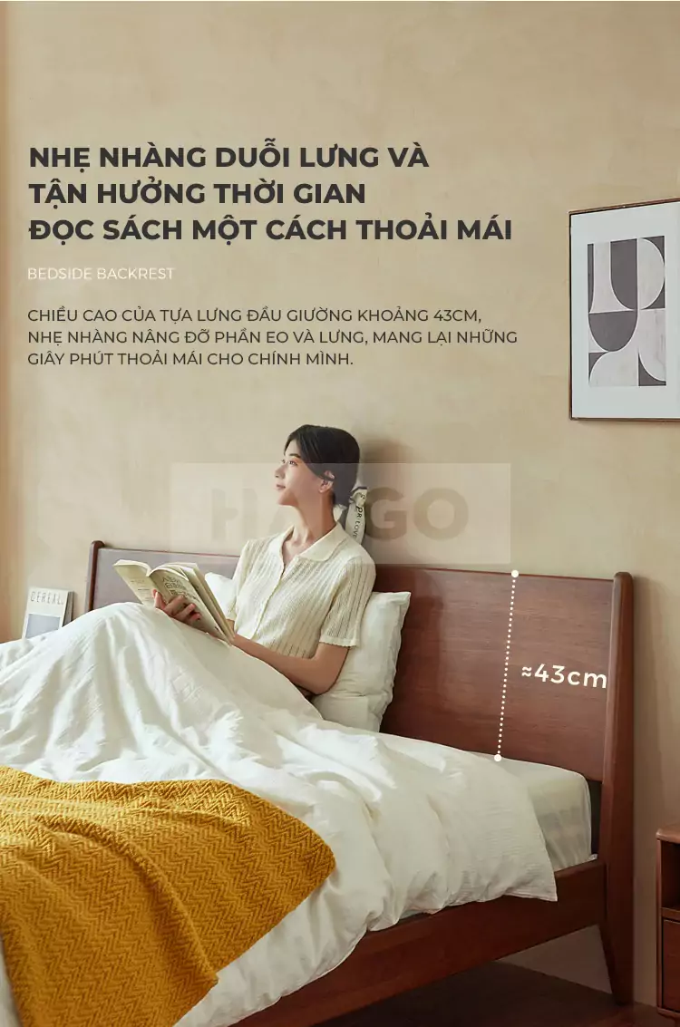 Giường Ngủ Phong Cách Bắc Âu Gỗ Tự Nhiên GN122