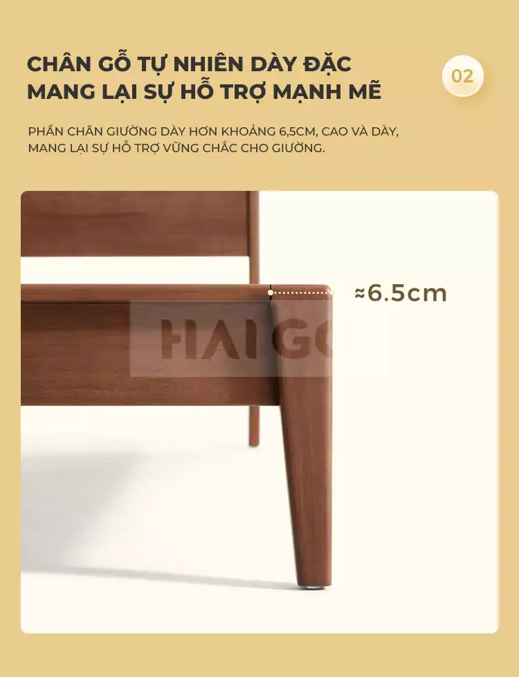 Giường Ngủ Phong Cách Bắc Âu Gỗ Tự Nhiên GN122