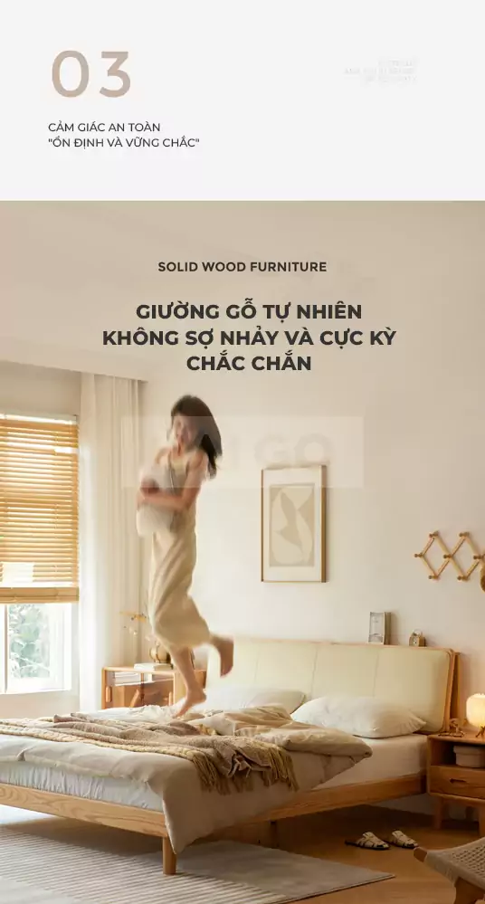 Giường Ngủ Phong Cách Bắc Âu Gỗ Tự Nhiên GN124