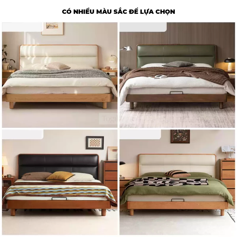 Giường Ngủ Phong Cách Hiện Đại Đệm Da Đầu Giường GM 078 thiết kế hiện đại, phần đầu giường bọc đệm da sang trọng, khung giường làm từ gỗ tự nhiên chắc chắn. Mẫu giường mang lại cảm giác êm ái, đẳng cấp, phù hợp với phòng ngủ phong cách trẻ trung, tiện nghi và tinh tế.
