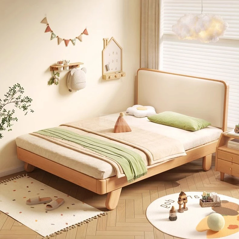 Giường Ngủ Trẻ Em Gỗ Tự Nhiên Có Tựa Đầu Nệm Êm Ái GTE 116 sử dụng gỗ tự nhiên cao cấp, thiết kế tựa đầu bọc nệm êm ái, an toàn và thoải mái cho bé. Phong cách hiện đại, dễ dàng kết hợp nội thất. Lý tưởng cho không gian phòng ngủ trẻ em ấm cúng, gọn gàng và tiện nghi.