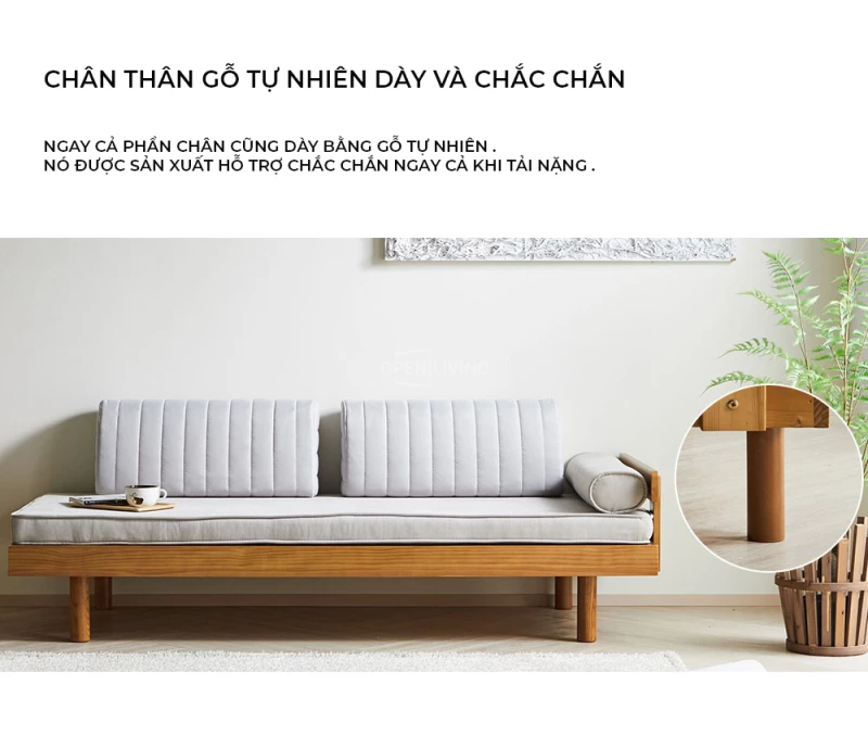 Giường sofa 2 trong 1 OpenLiving OSF 066 với thiết kế gỗ tự nhiên, phong cách tối giản hiện đại, là sự kết hợp hoàn hảo giữa tiện ích và thẩm mỹ. Sản phẩm dễ dàng chuyển đổi từ sofa thành giường, giúp tối ưu hóa không gian sống và mang lại cảm giác thoải mái, thanh lịch.