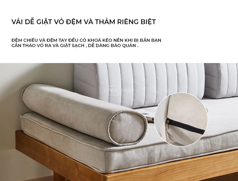 Giường sofa 2 trong 1 OpenLiving OSF 066 với thiết kế gỗ tự nhiên, phong cách tối giản hiện đại, là sự kết hợp hoàn hảo giữa tiện ích và thẩm mỹ. Sản phẩm dễ dàng chuyển đổi từ sofa thành giường, giúp tối ưu hóa không gian sống và mang lại cảm giác thoải mái, thanh lịch.