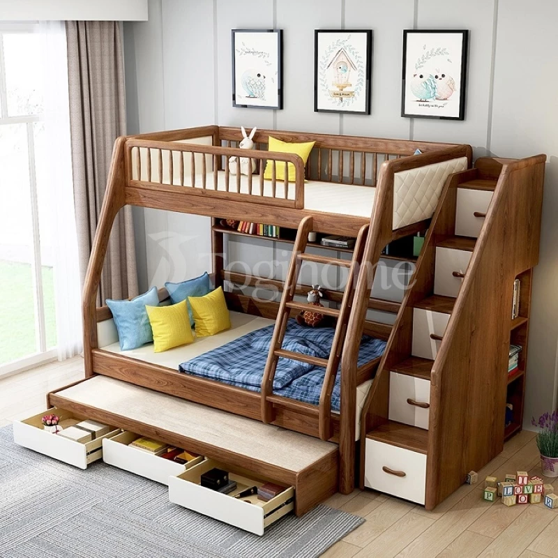 Giường tầng trẻ em gỗ xoan đào