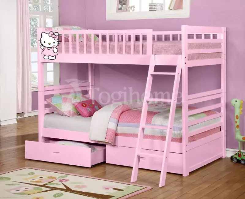 Giường tầng trẻ em Hello Kitty tích hợp ngăn kéo 