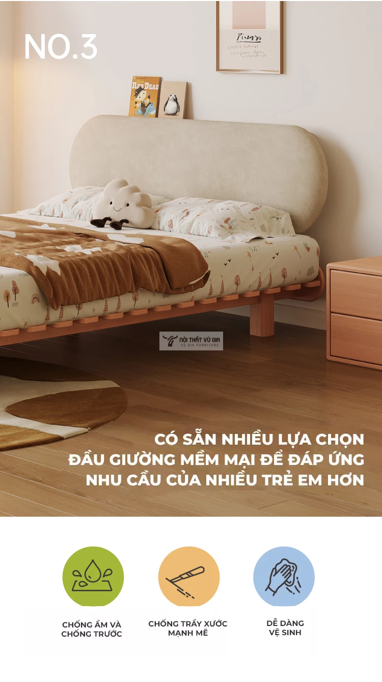 tùy chọn đầu giường của Giường trẻ em cao cấp TE46