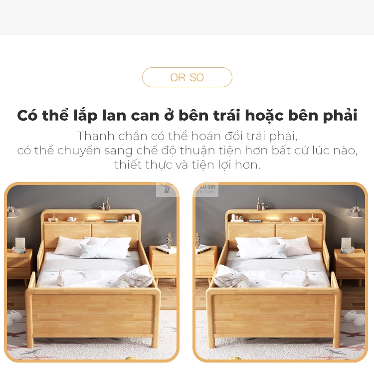 thiết kế tùy chỉnh linh hoạt của Giường trẻ em gỗ tự nhiên cao cấp phong cách hiện đại TE54