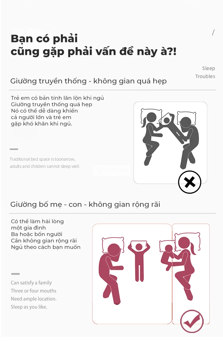 so sánh với giường truyền thống, ưu điểm của Giường trẻ em gỗ tự nhiên cao cấp phong cách hiện đại TE54