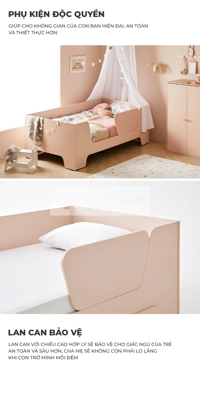 Giường trẻ em thiết kế chắn an toàn, ổn định TE12