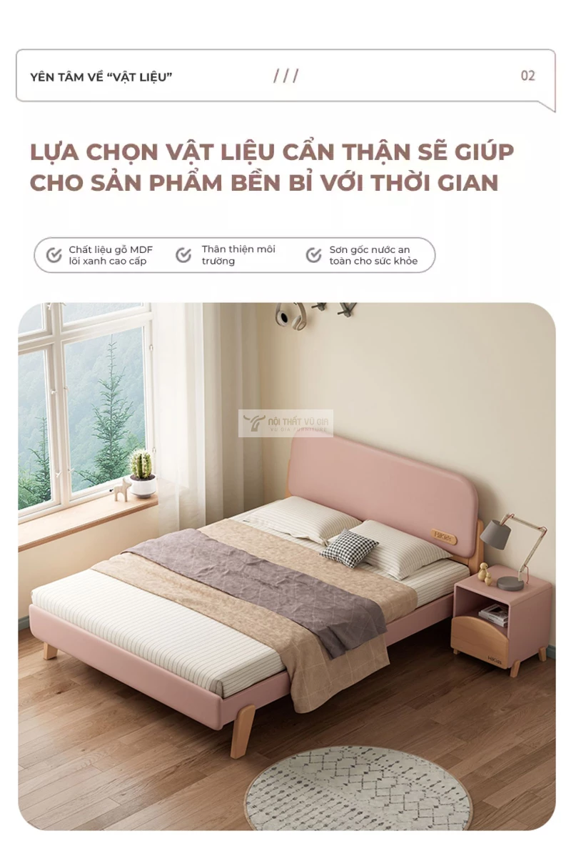 Giường trẻ em thiết kế tích hợp ngăn kéo tiện lợi TE50 sử dụng chất liệu cao cấp, an toàn