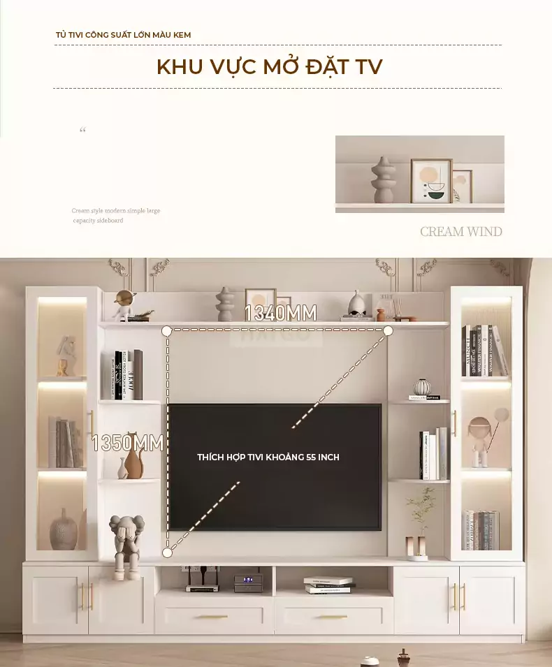 Hệ Kệ Tivi Kết Hợp Tủ Phong Cách Hiện Đại Haigo KTV155