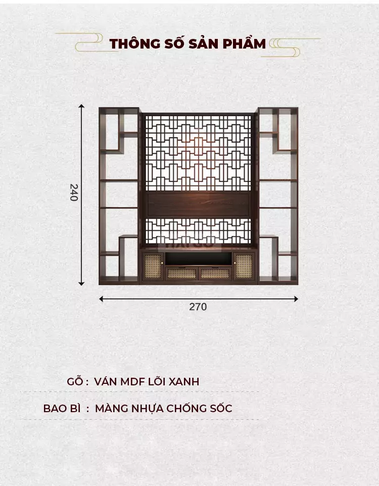 Hệ Kệ Tivi Kết Hợp Vách Ngăn Phòng Khách Haigo KTV166