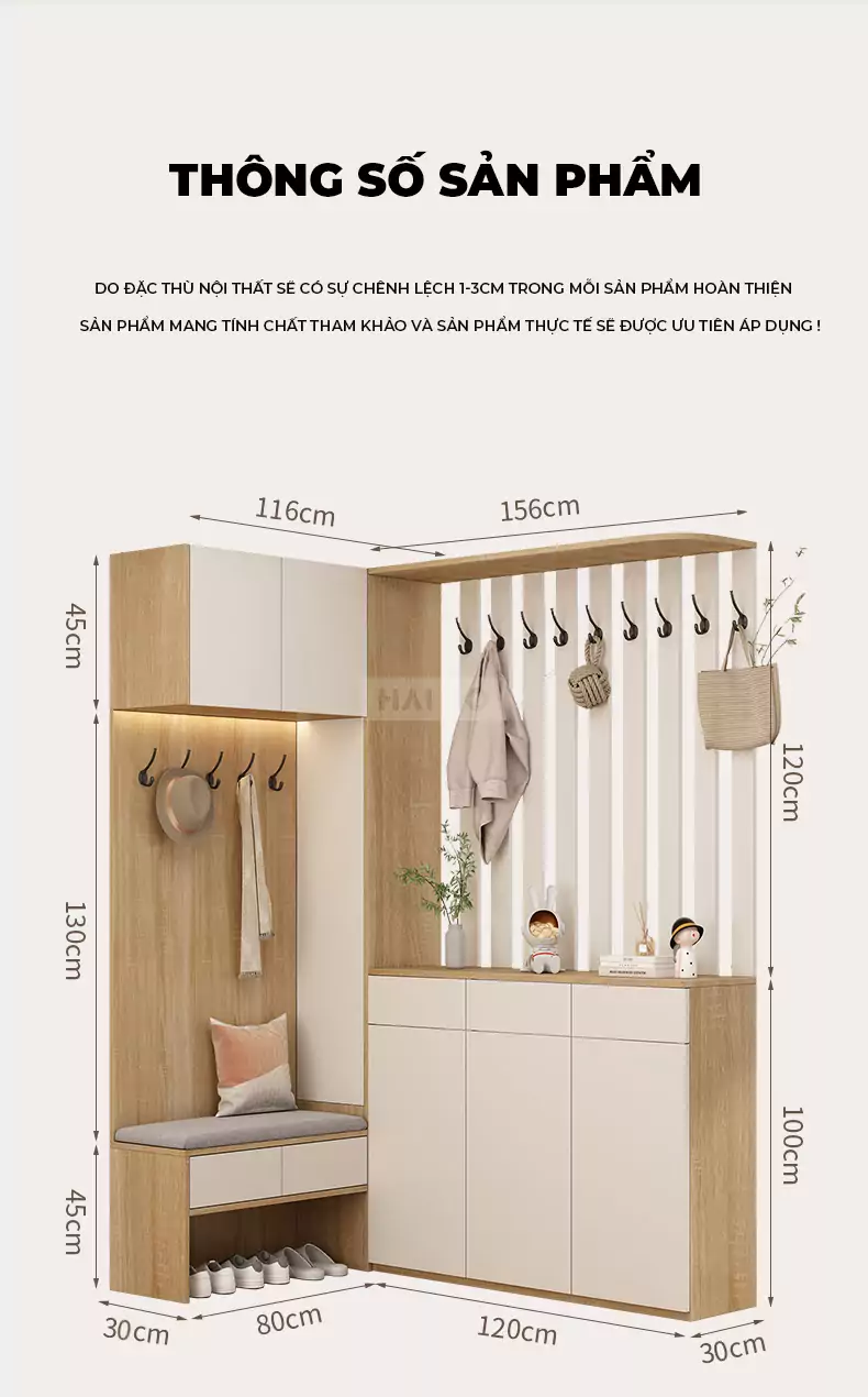 Hệ Tủ Giày Đa Năng Kết Hợp Haigo TG163
