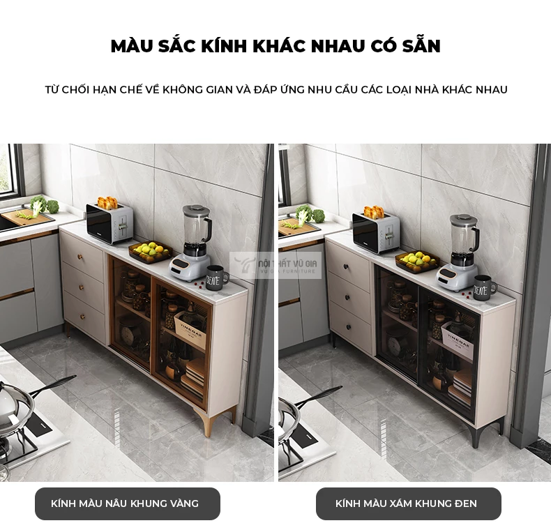 tùy chọn màu sắc của Kệ bếp cánh kính sang trọng, hiện đại KC48