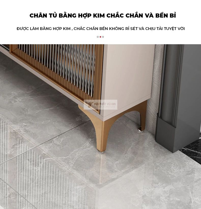 Kệ bếp cánh kính sang trọng, hiện đại KC48 sử dụng chân tủ kim loại chắc chắn