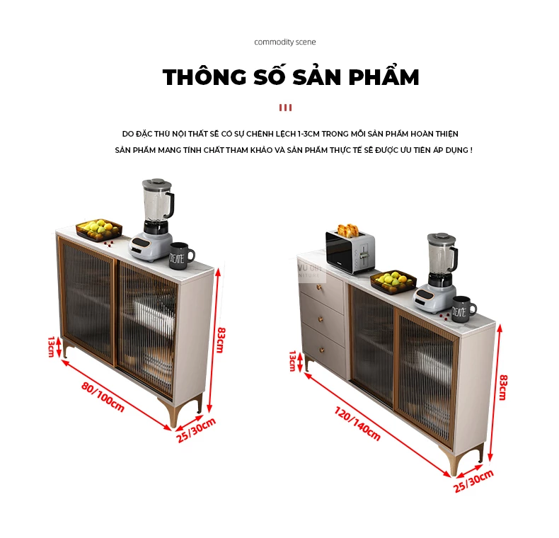 kích thước chi tiết của Kệ bếp cánh kính sang trọng, hiện đại KC48