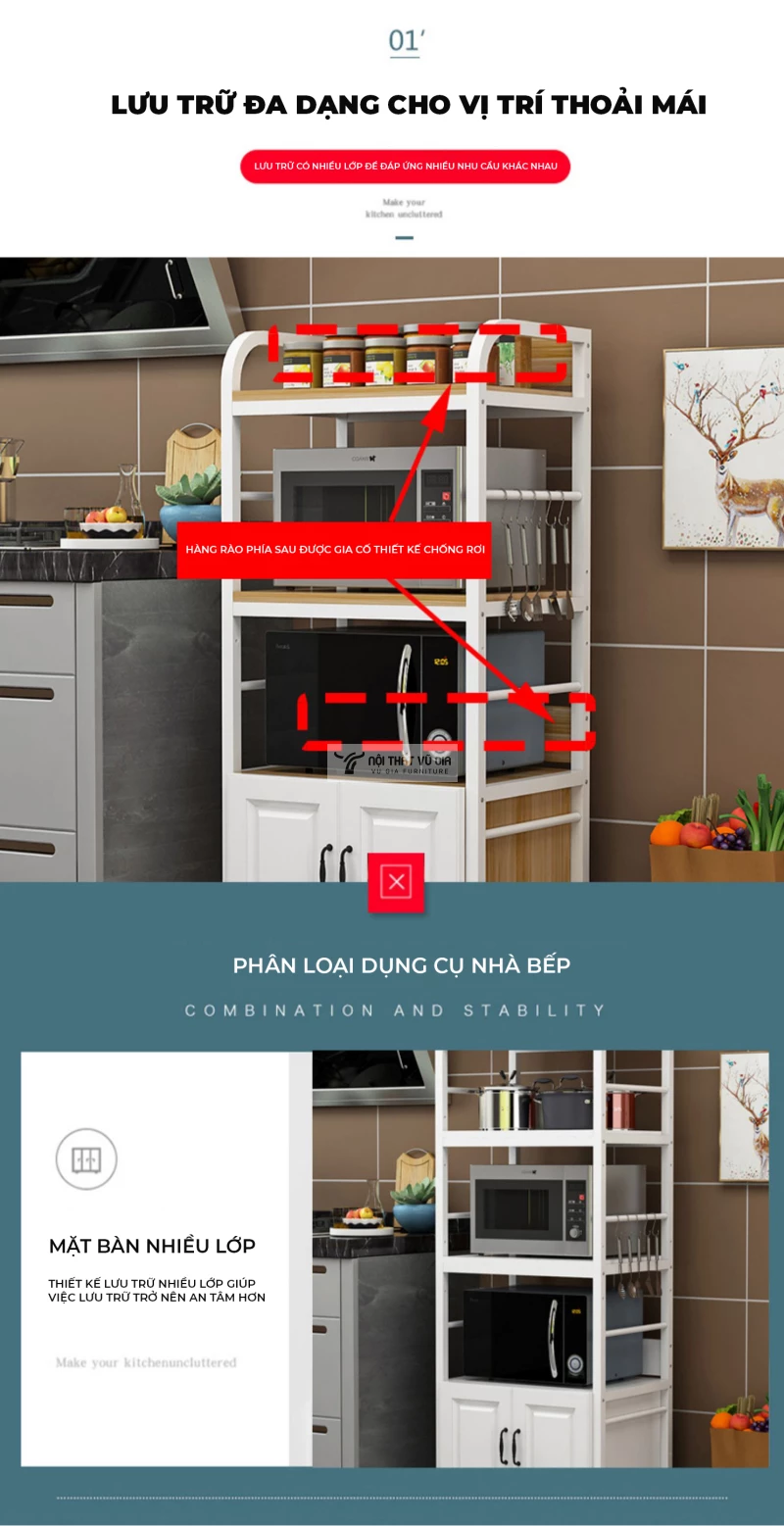 thiết kế tấm chắn tinh tế của Kệ bếp đa năng, hiện đại KC52