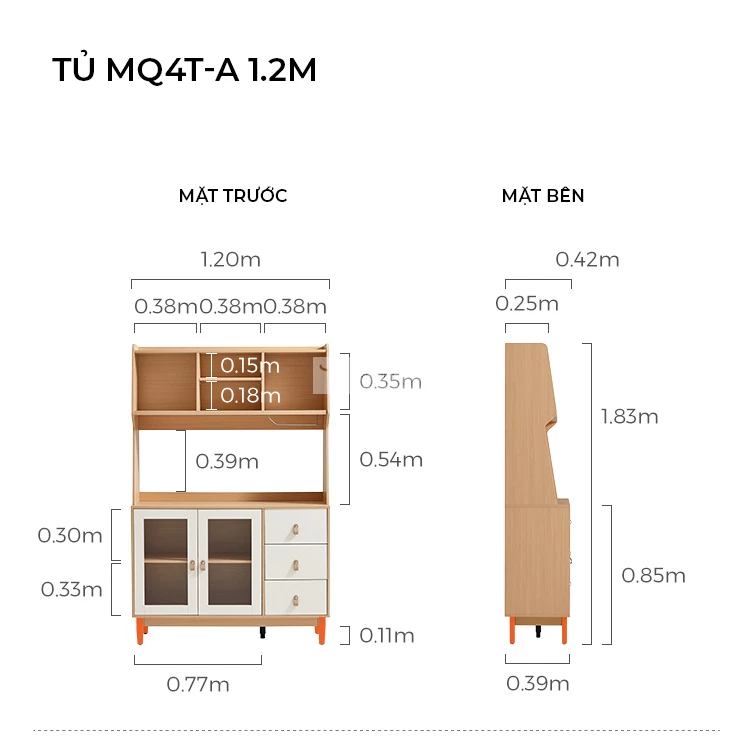 kích thước chi tiết của Kệ bếp đa năng thiết kế tối ưu KC65