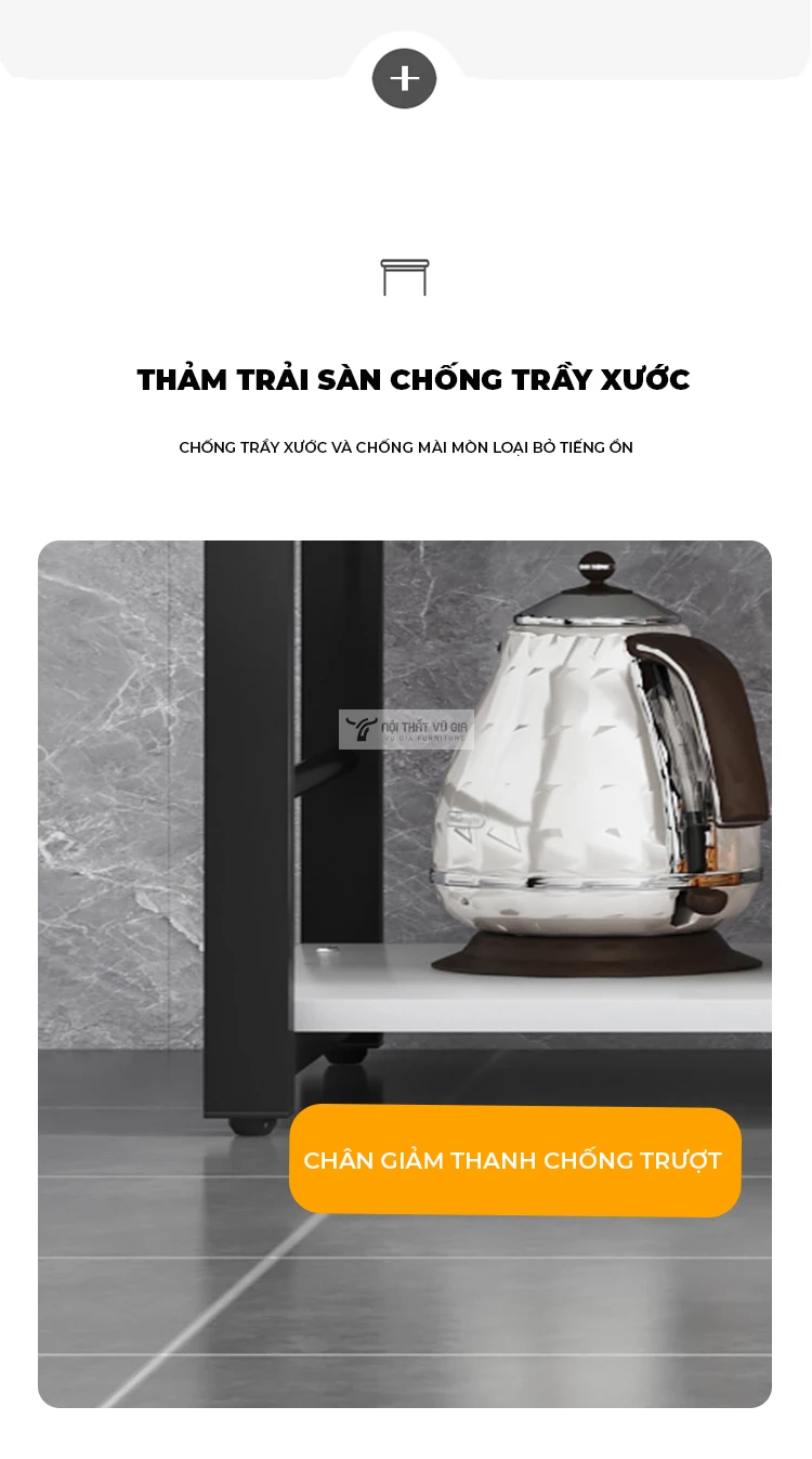 thiết kế đệm chân chống trầy sàn của Kệ bếp đa tầng phong cách tối giản KC46