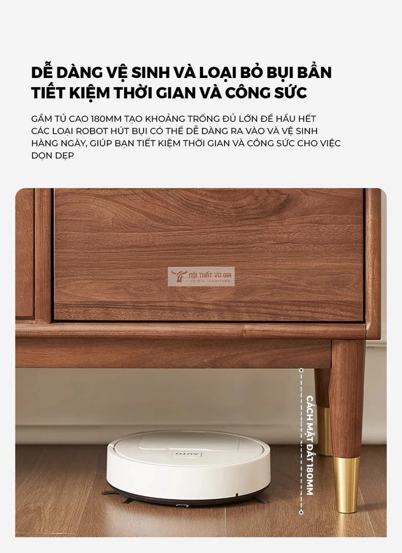 thiết kế gầm cao dễ d&agrave;ng vệ sinh của Kệ bếp gỗ tự nhi&ecirc;n kết hợp c&aacute;nh k&iacute;nh cao cấp KC92