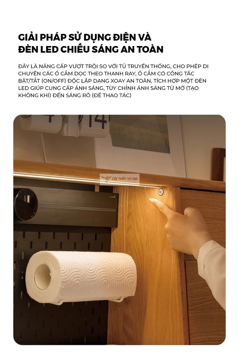 thiết kế hiện đại của Kệ bếp gỗ tự nhi&ecirc;n phong c&aacute;ch hiện đại, sang trọng KC93