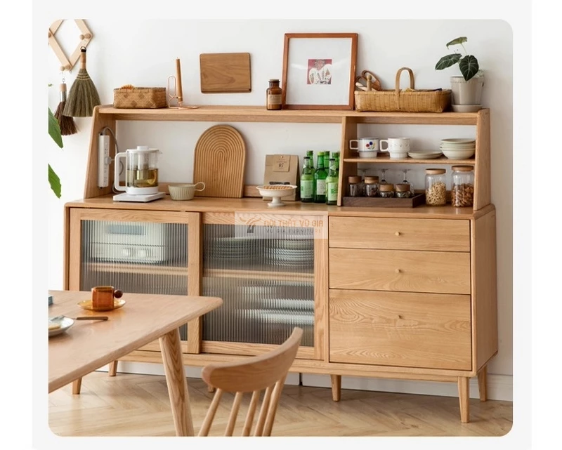 Kệ bếp gỗ tự nhi&ecirc;n phong c&aacute;ch hiện đại, sang trọng KC93