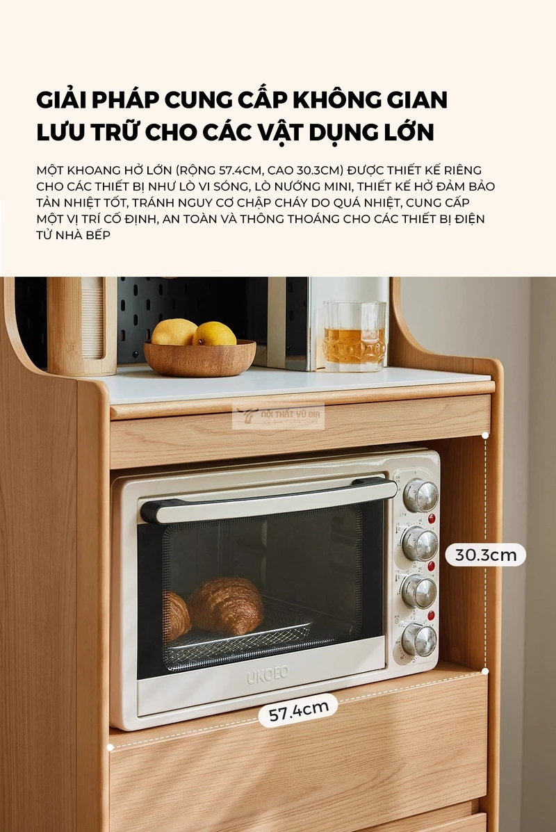 thiết kế tối ưu của Kệ bếp gỗ tự nhi&ecirc;n thiết kế đa lưu trữ tiện lợi KC94