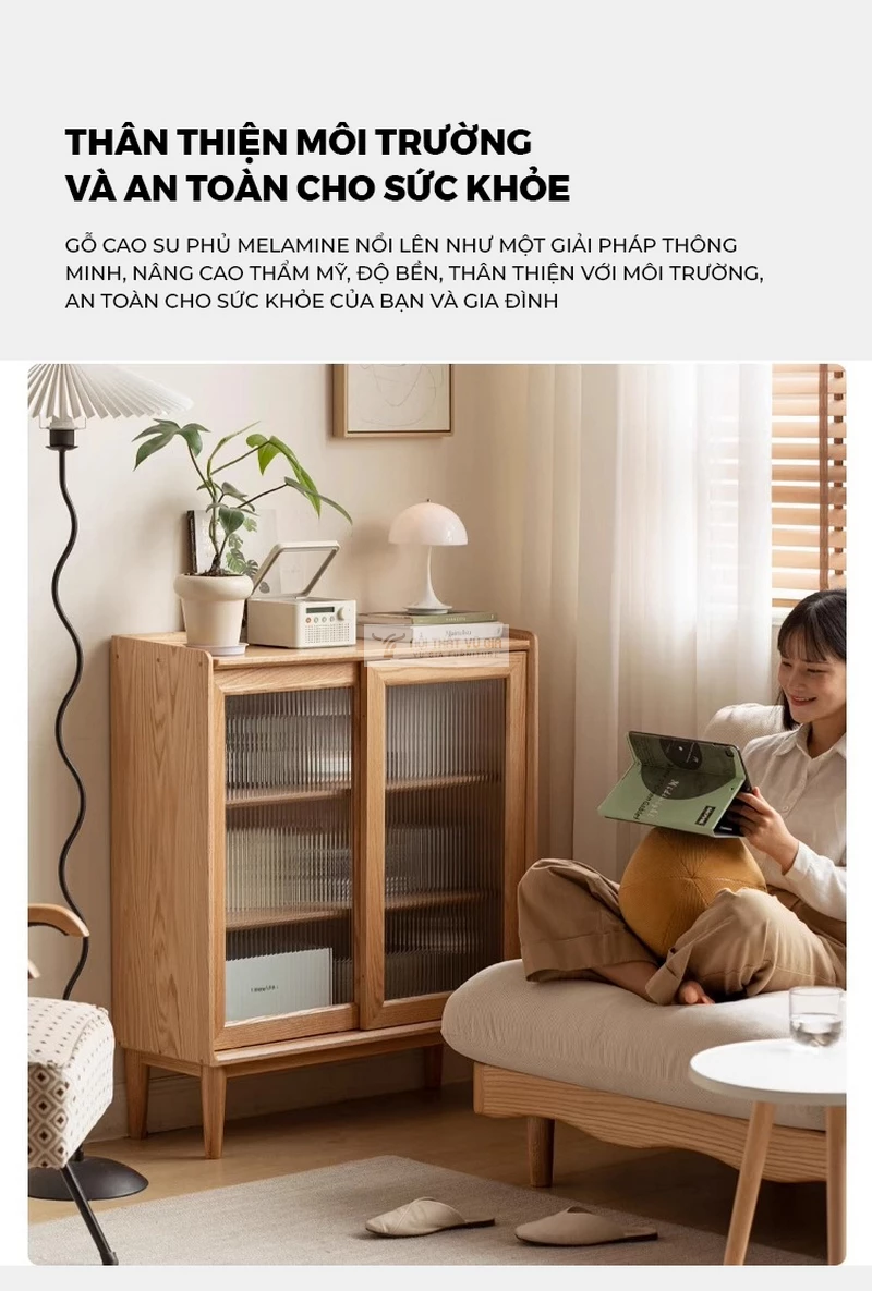 Kệ bếp gỗ tự nhi&ecirc;n thiết kế tối giản, tinh tế KC97 sử dụng chất liệu th&acirc;n thiện với m&ocirc;i trường