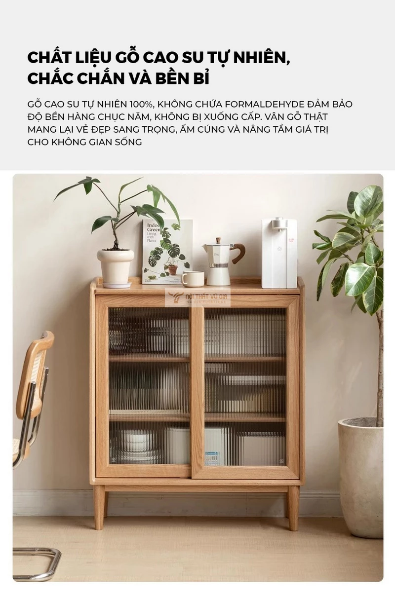 Kệ bếp gỗ tự nhi&ecirc;n thiết kế tối giản, tinh tế KC97 sử dụng chất liệu gỗ tự nhi&ecirc;n cao cấp