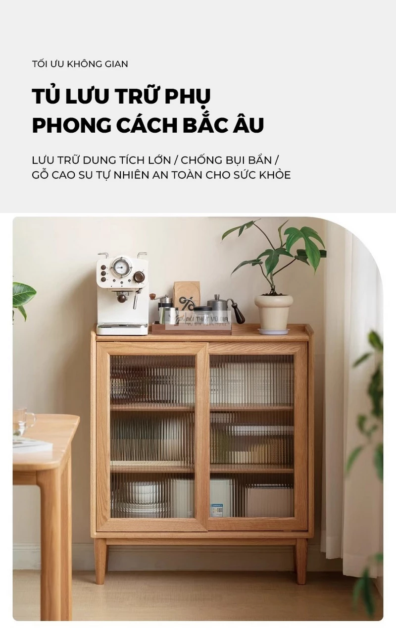 Kệ bếp gỗ tự nhi&ecirc;n thiết kế tối giản, tinh tế KC97