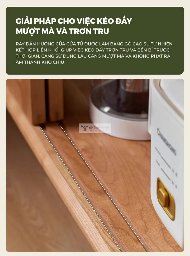thiết kế chuyển động trơn tru của Kệ bếp gỗ tự nhiên thiết kế tối giản, tối ưu không gian KC95