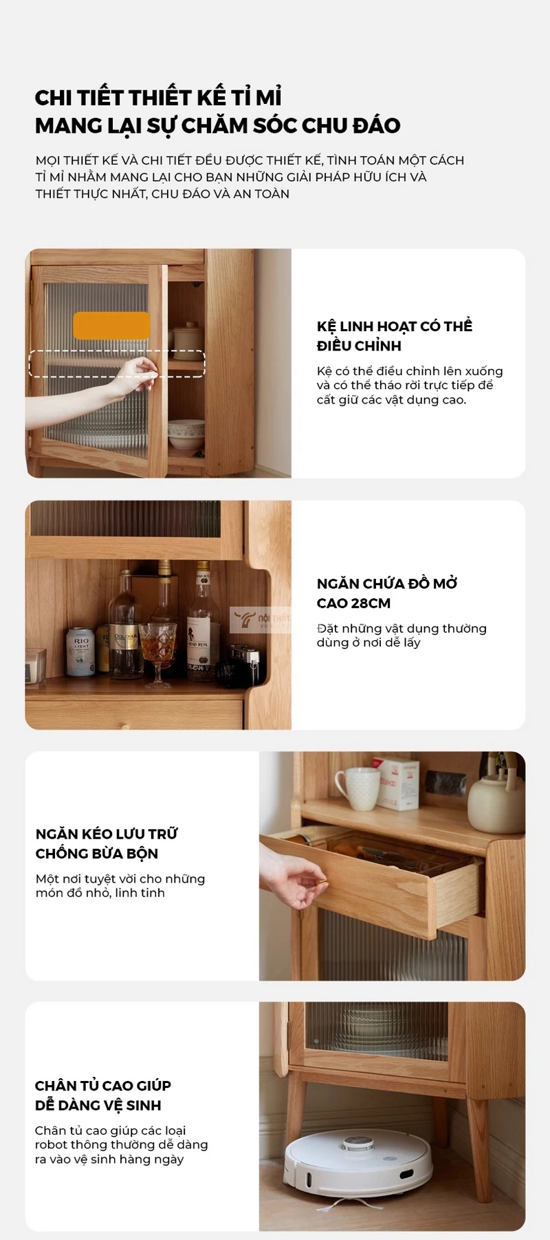 thiết kế tinh tế của Kệ bếp gỗ tự nhiên thiết kế tối ưu không gian KC96