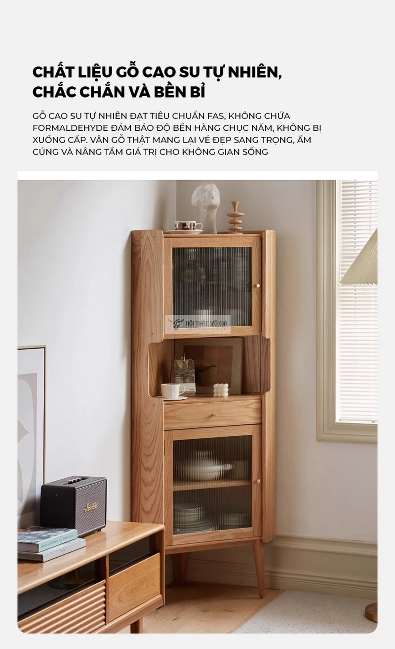 Kệ bếp gỗ tự nhiên thiết kế tối ưu không gian KC96 sử dụng chất liệu gỗ tự nhiên cao cấp