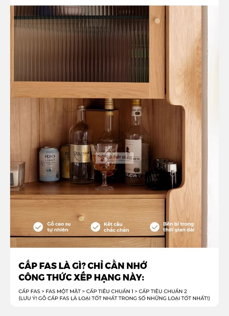 ưu điểm của Kệ bếp gỗ tự nhiên thiết kế tối ưu không gian KC96