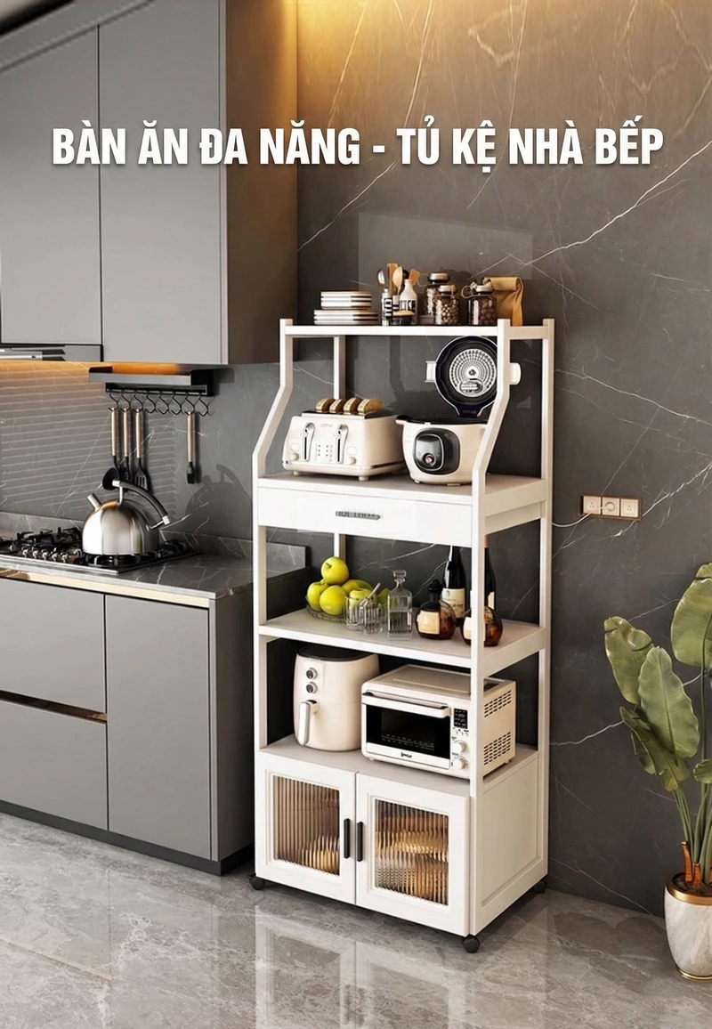 Kệ bếp Vũ Gia thiết kế hiện đại kết hợp khung kim loại cao cấp KC91