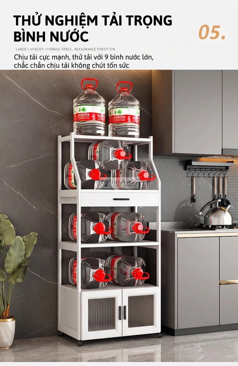 Kệ bếp Vũ Gia thiết kế hiện đại kết hợp khung kim loại cao cấp KC91 có kết cấu chắc chắn chịu tải tốt