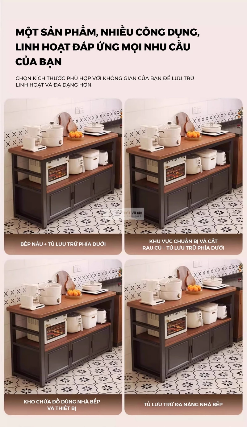 thiết kế đa năng của Kệ bếp Vũ Gia thiết kế tích hợp tủ đa năng KC90