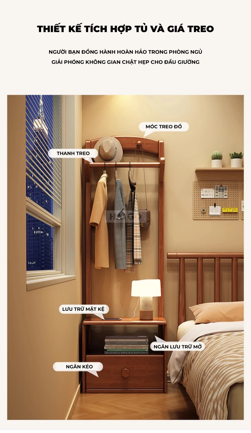 Kệ Đầu Giường Đa Năng Haigo KT369