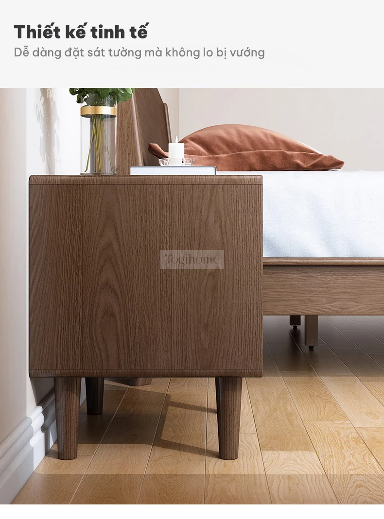 điểm thiết kế tinh tế của Kệ đầu giường gỗ tự nhiên phong cách tối giản GTN012