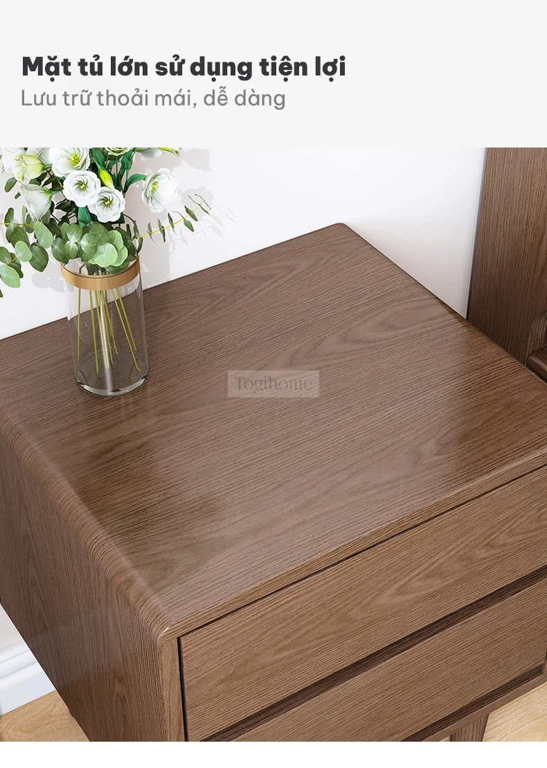 Kệ đầu giường gỗ tự nhiên phong cách tối giản GTN012 mang đến cho bạn không gian tiện lợi