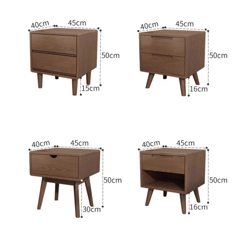kích thước chi tiết của Kệ đầu giường gỗ tự nhiên phong cách tối giản GTN012
