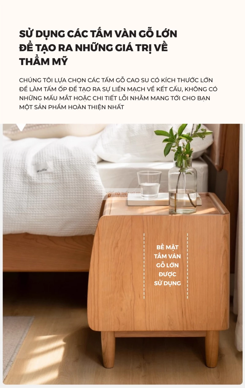 chất liệu của Kệ đầu giường gỗ tự nhiên thiết kế độc đáo, hiện đại BR167