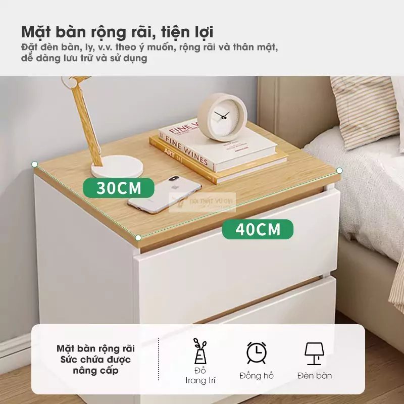 thiết kế mặt kệ rộng của Kệ đầu giường phong cách tối giản BR60