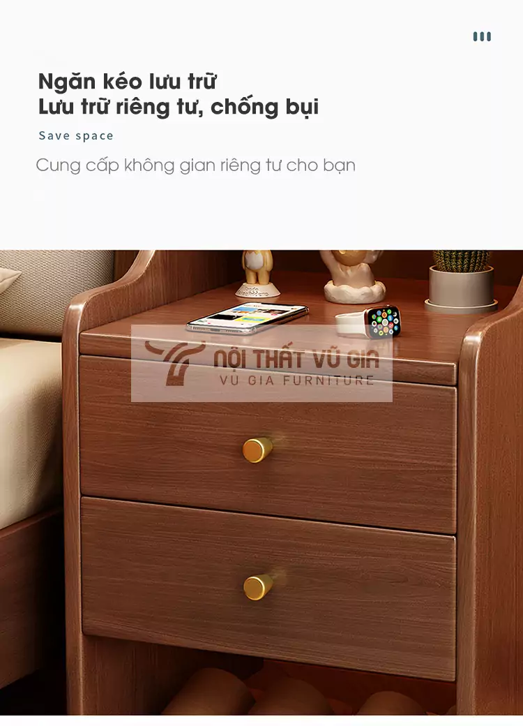 Kệ đầu giường thiết kế đa năng, hiện đại BR59 thiết kế ngăn kéo tiện lợi