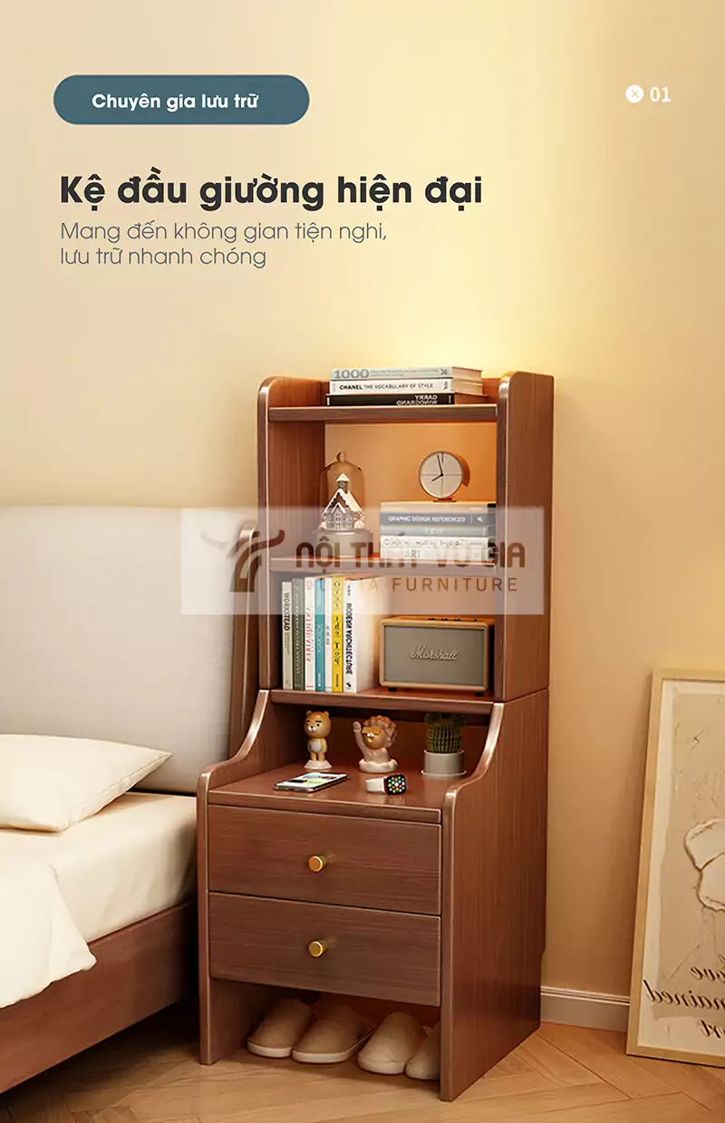 Kệ đầu giường thiết kế đa năng, hiện đại BR59